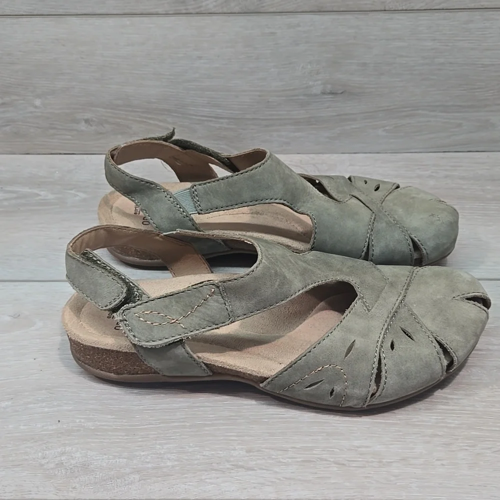 Earth Origins Women's Birdine Green Leather Sandals Shoes Sz 8M